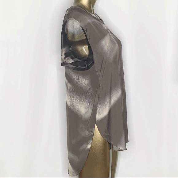 3.1 Phillip Lim Silk Top Gray Printed Short sleeve lightweight abstract size 4 - Picture 3 of 10